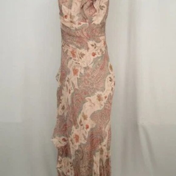 NEW ALLSAINTS Womens Midi Dress Clay Pink Size 6 Brea Cascade V-Neck Ruffled - Picture 6 of 10